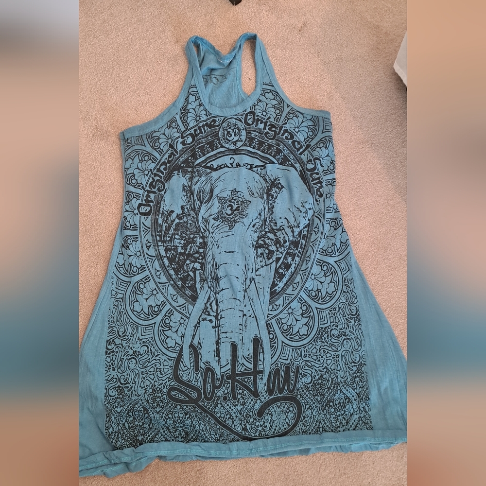 Sure Design Women's Wild Elephant Tank Dress Turquoise